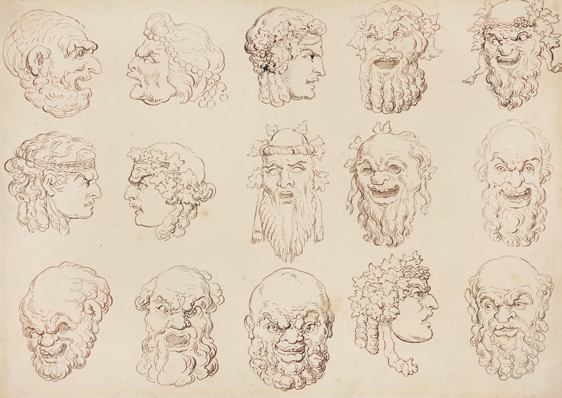 Thomas Rowlandson - Caricatures of fifteen heads