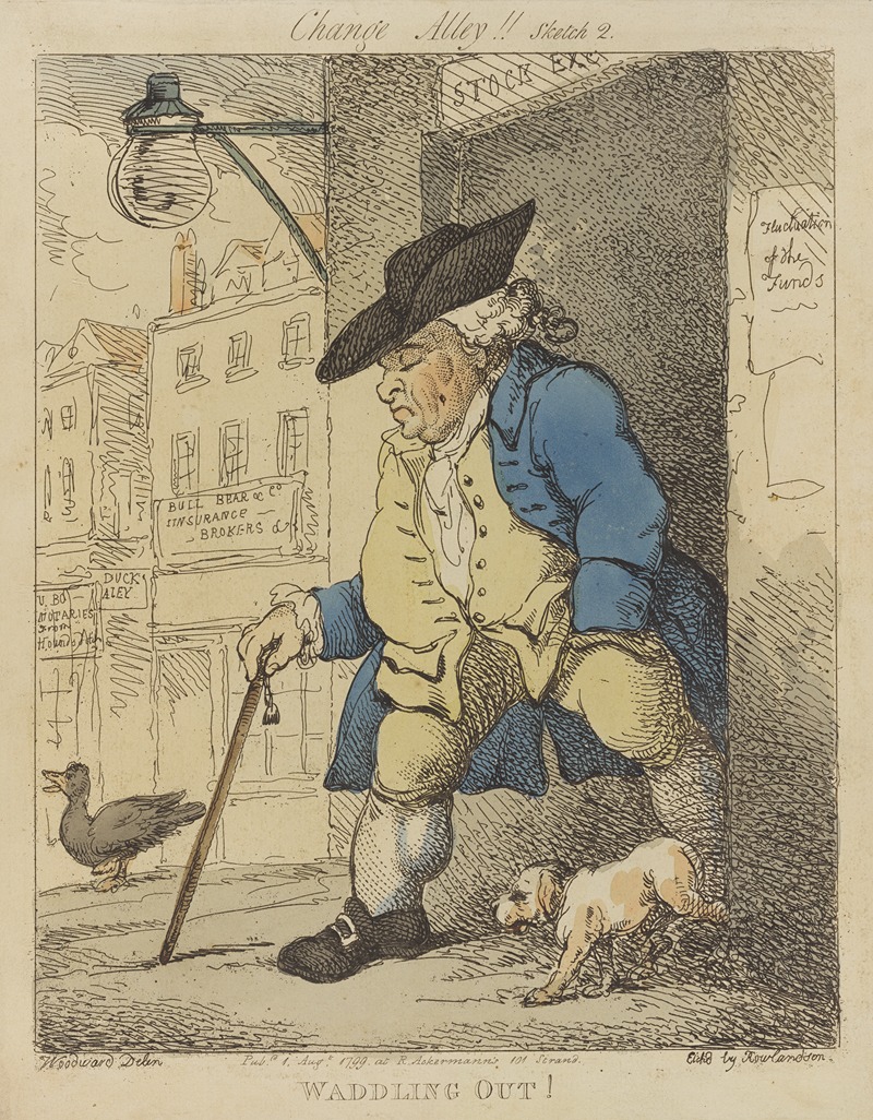 Thomas Rowlandson - Change Alley!! Sketch 2. Waddling out!.