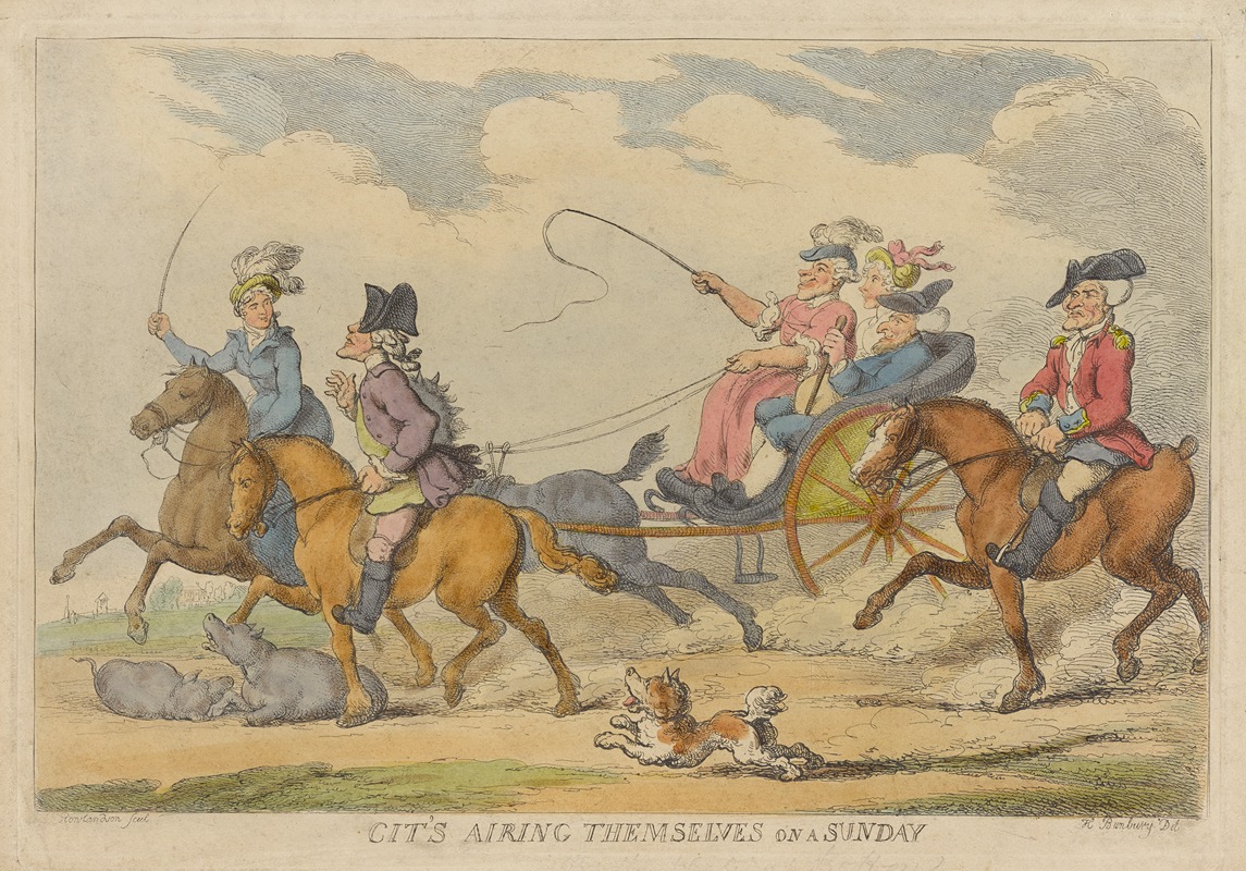 Thomas Rowlandson - Cit’s airing themselves on Sunday