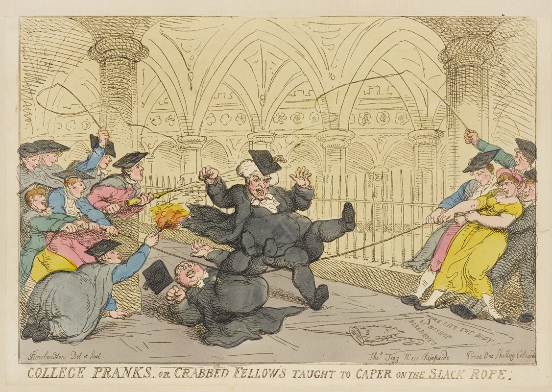 Thomas Rowlandson - College pranks, or Crabbed Fellow’s taught to caper on the slack rope