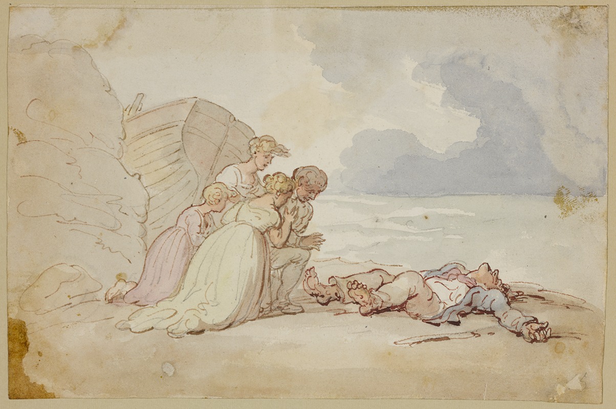 Thomas Rowlandson - Discovery of the drowned sailor