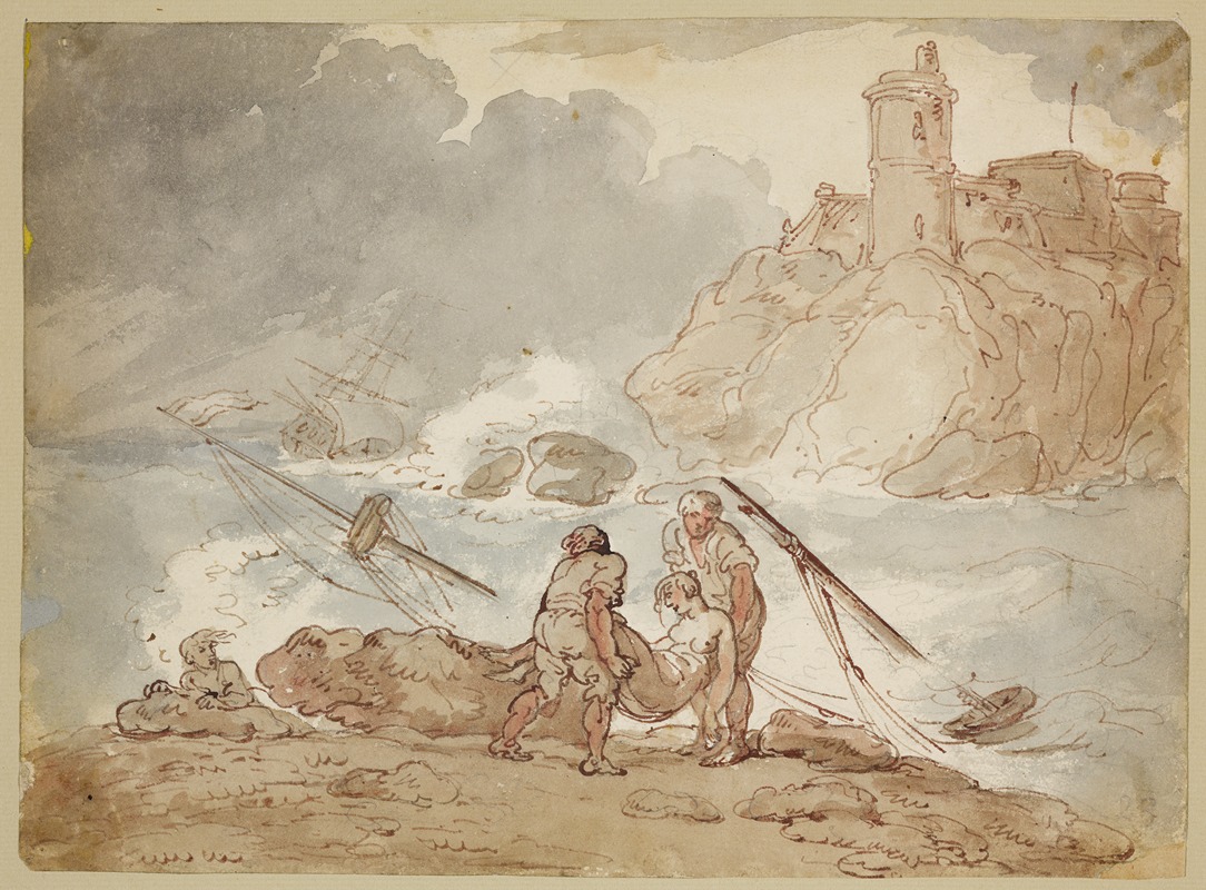 Thomas Rowlandson - Discovery of the drowned woman