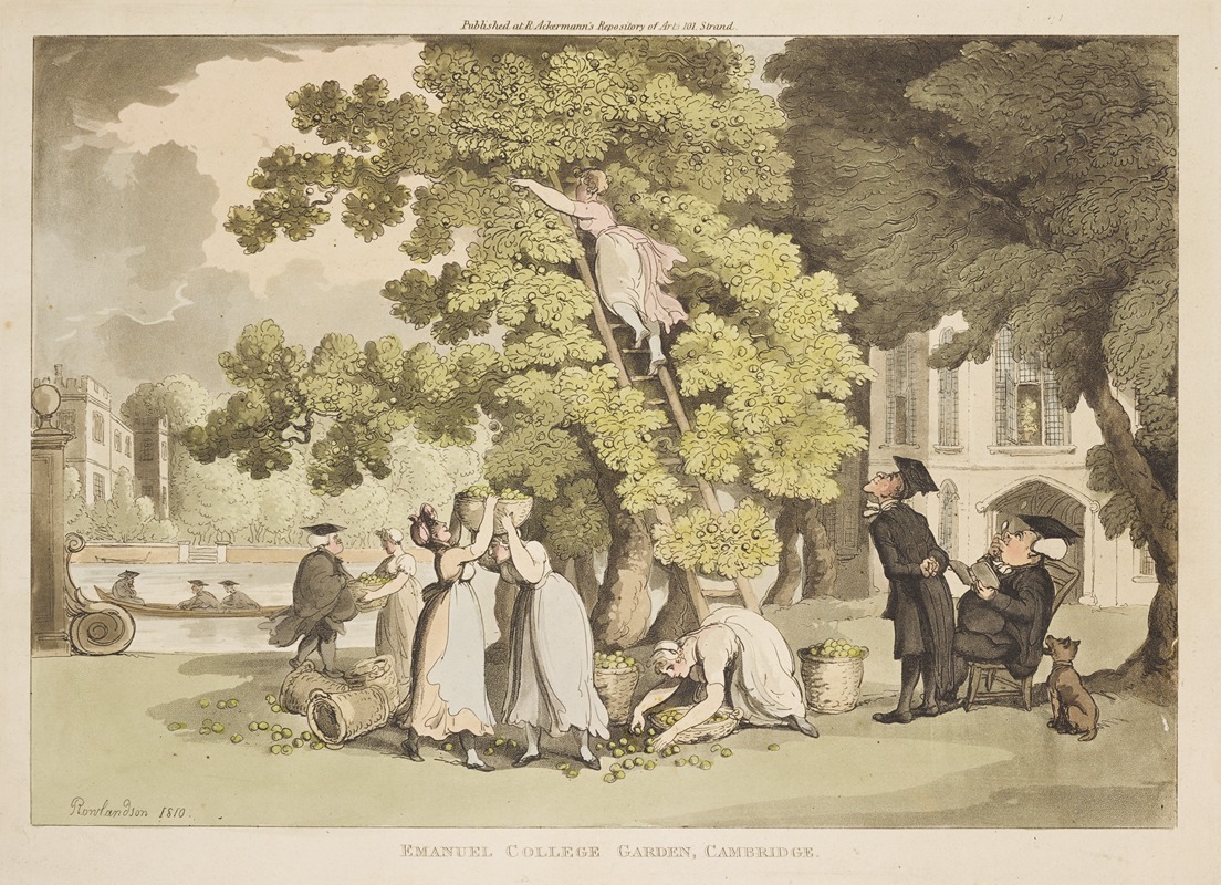 Thomas Rowlandson - Emanuel College Garden, Cambridge