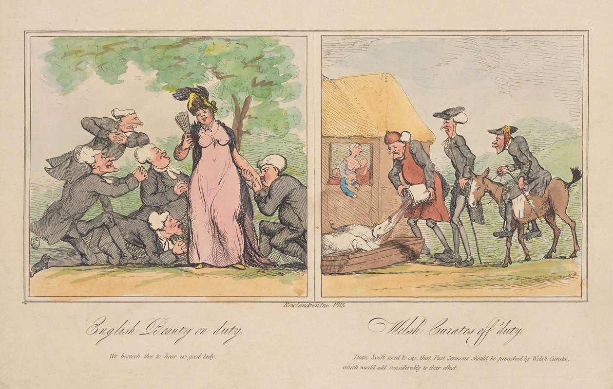 Thomas Rowlandson - English beauty on duty. Welsh curates off duty