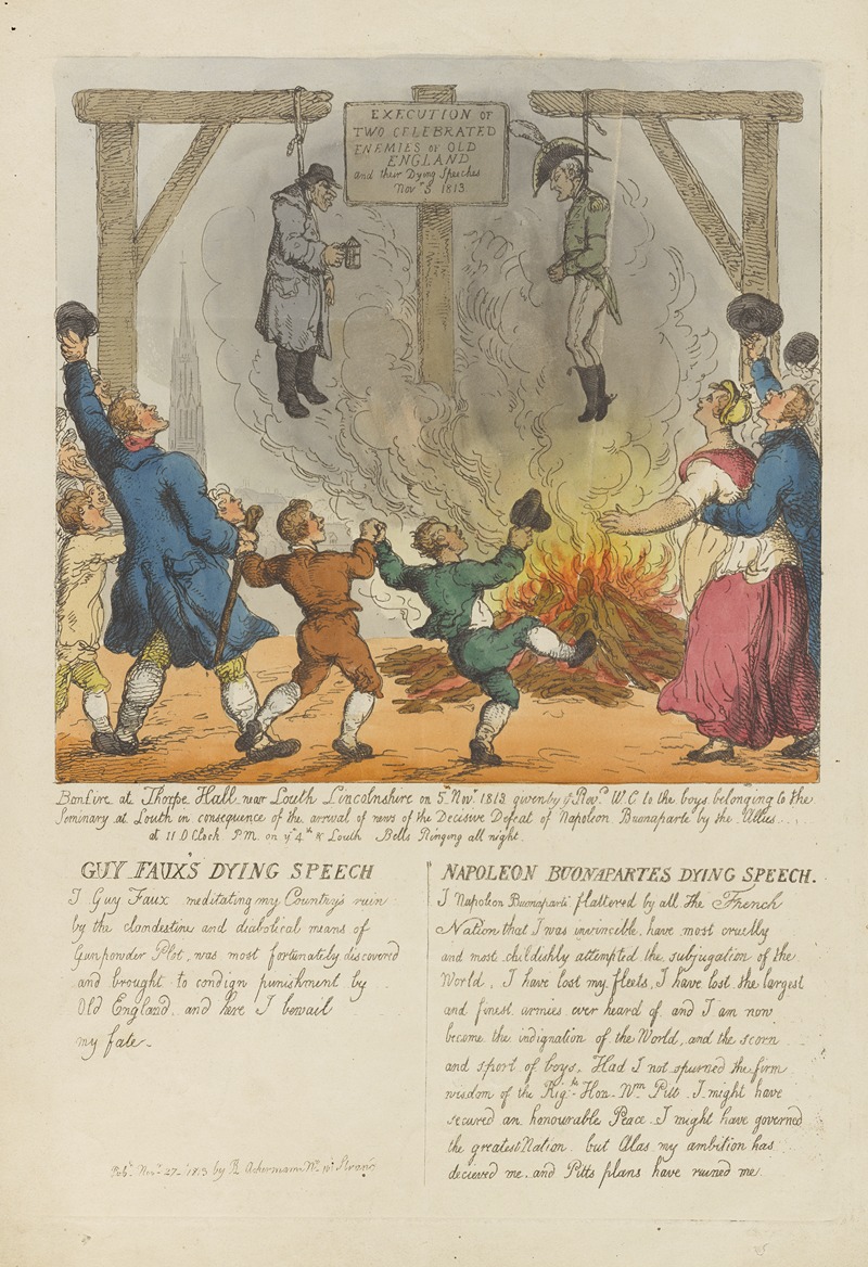 Thomas Rowlandson - Execution of two celebrated enemies of Old England and their dying speeches, Nov. 5 1813