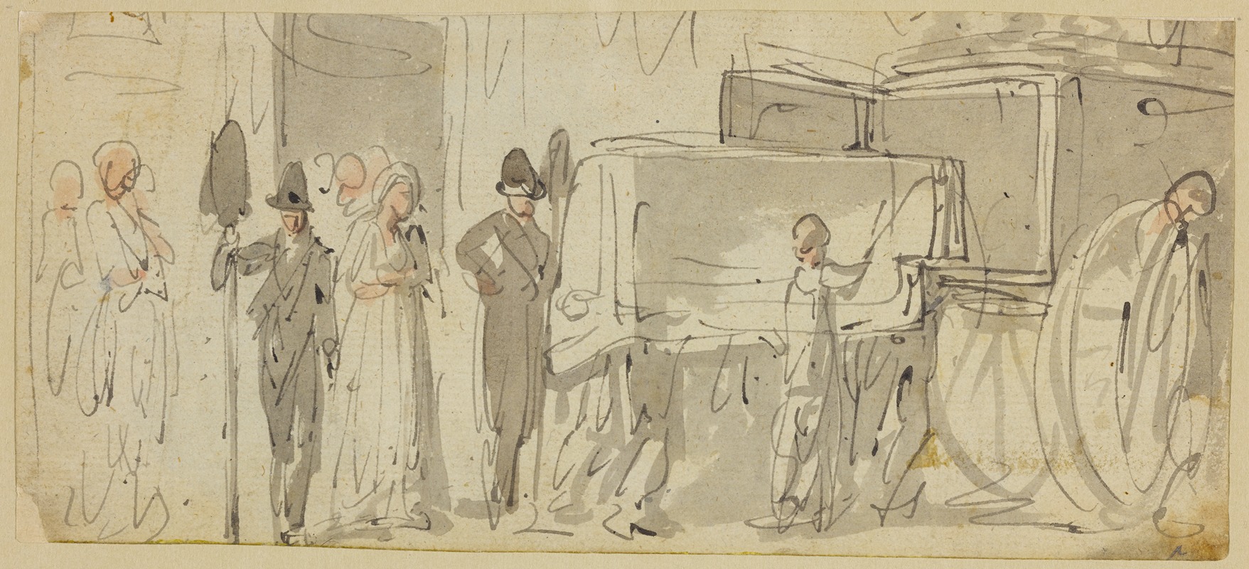 Thomas Rowlandson - Hearse receiving coffin