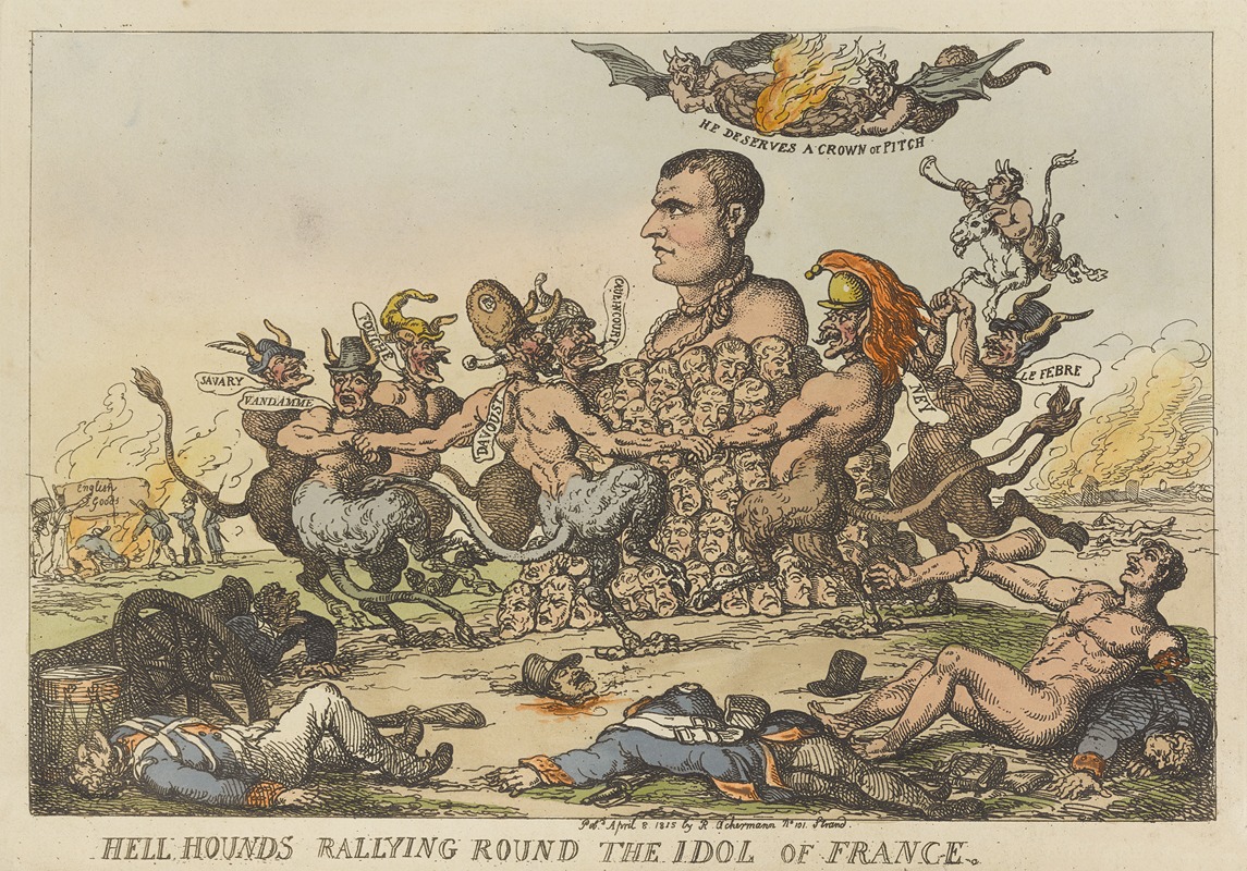 Thomas Rowlandson - Hell hounds rallying round the idol of France