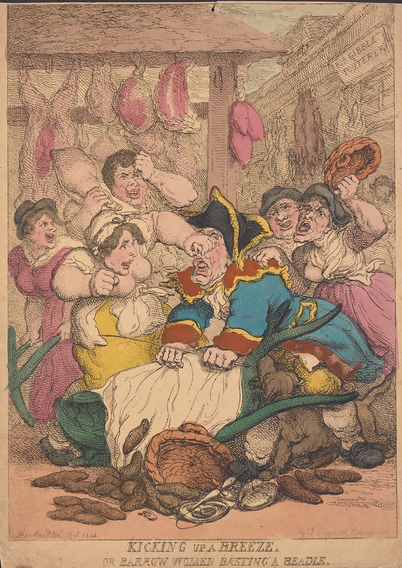 Thomas Rowlandson - Kicking up a breeze. Or barrow Women basting a beadle