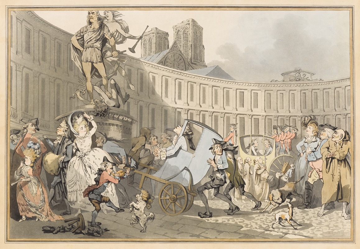 Thomas Rowlandson - La Place Victoire a Paris