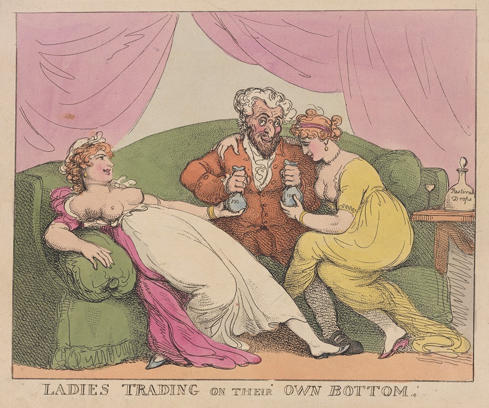 Thomas Rowlandson - Ladies trading on their own bottom