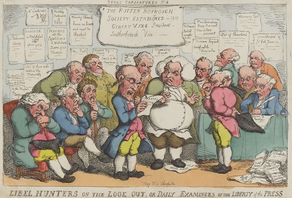 Thomas Rowlandson - Libel hunters on the look out, or daily examiners of the liberty of the press