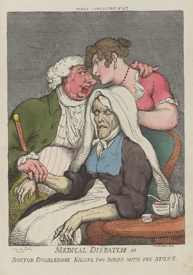 Thomas Rowlandson - Medical dispatch or Doctor Doubledose killing two birds with one stone