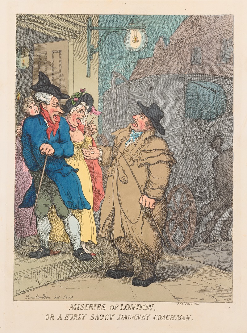 Thomas Rowlandson - Miseries of London, or a surley, saucy Hackney coachman