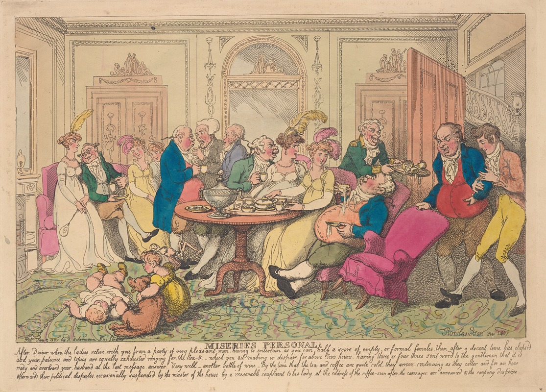 Thomas Rowlandson - Miseries personal; After dinner when the ladies retire with you from a party of very pleasant men . . .