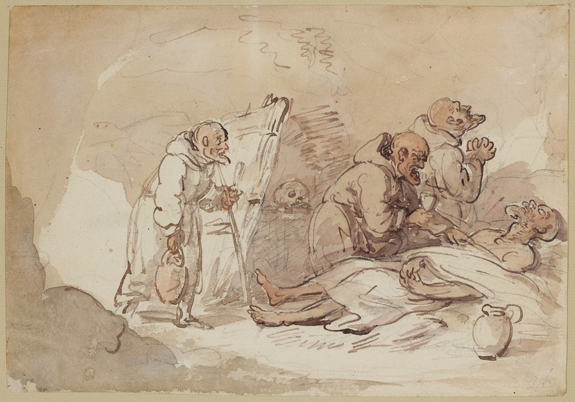 Thomas Rowlandson - Monks and dying man