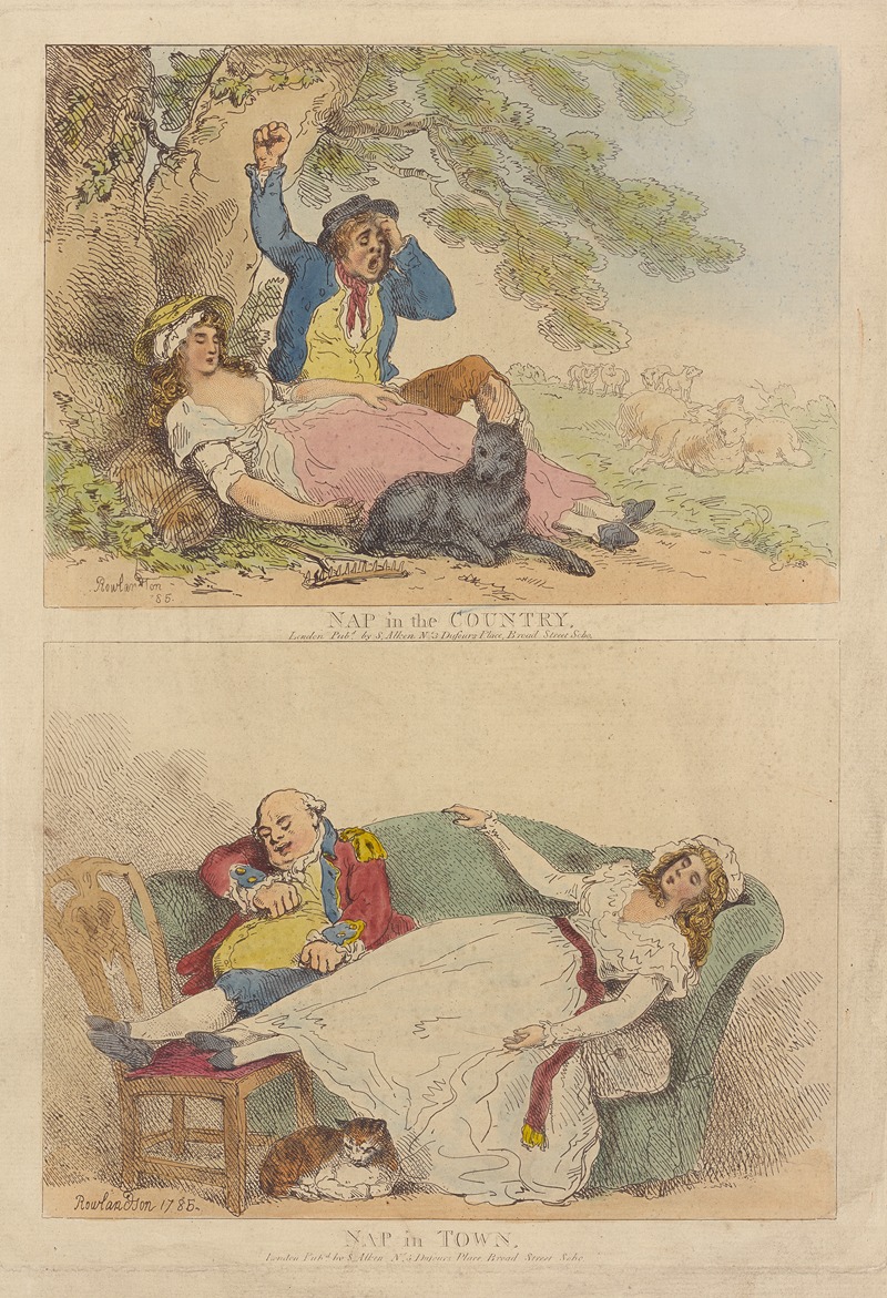 Thomas Rowlandson - Nap in the country. Nap in town