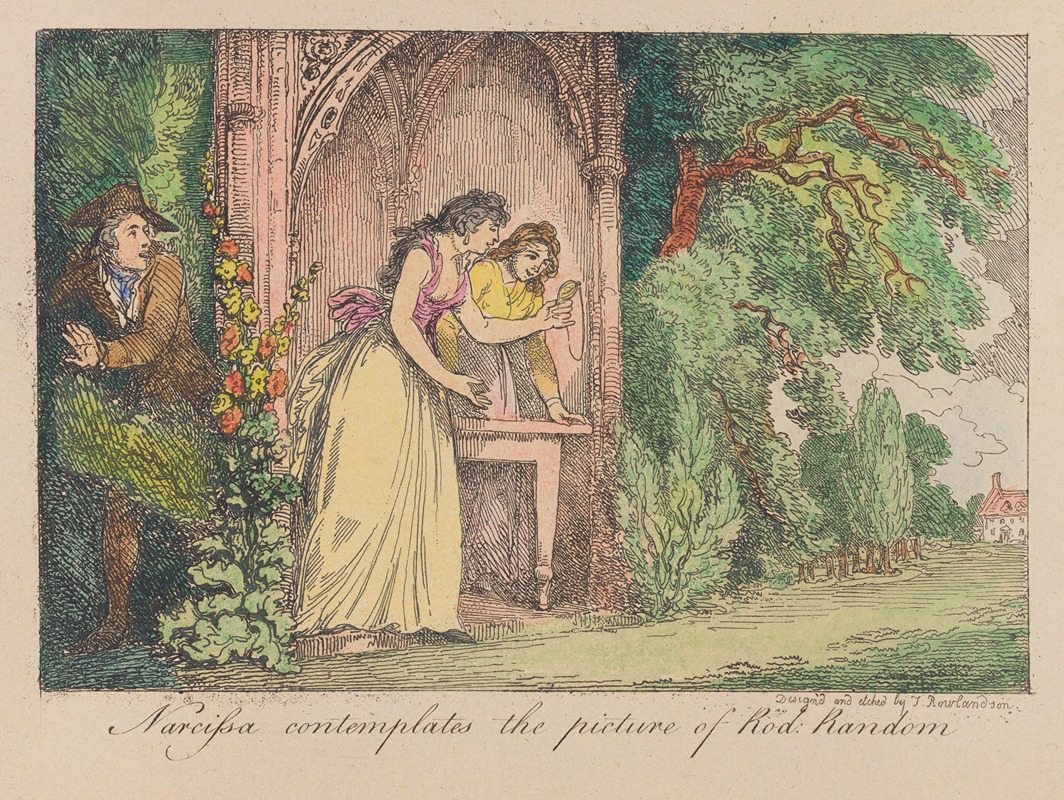 Thomas Rowlandson - Narcissa contemplates the picture of Rod; Random.