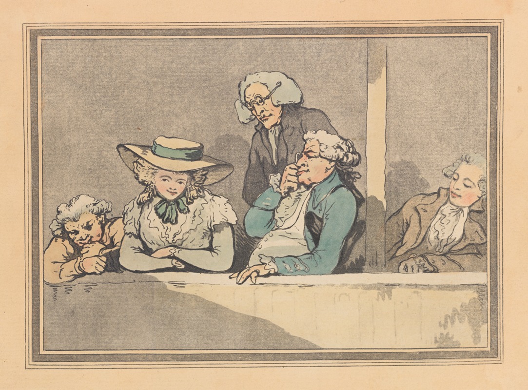 Thomas Rowlandson - Opera box with one woman, four men