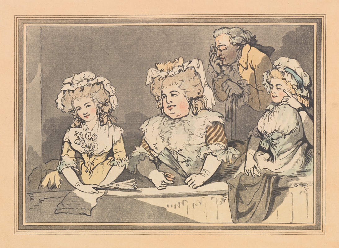 Thomas Rowlandson - Opera box with three women, one man