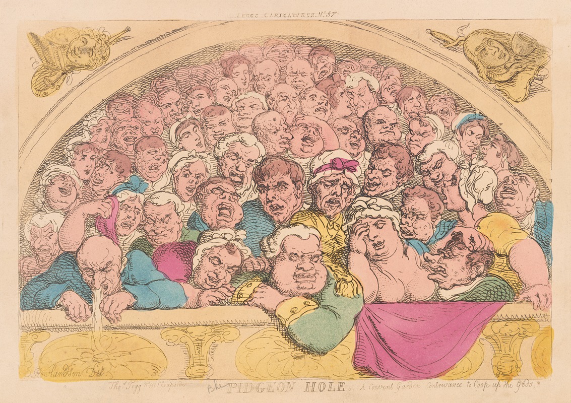 Thomas Rowlandson - Pidgeon Hole. A convent garden contrivance to coop up the gods