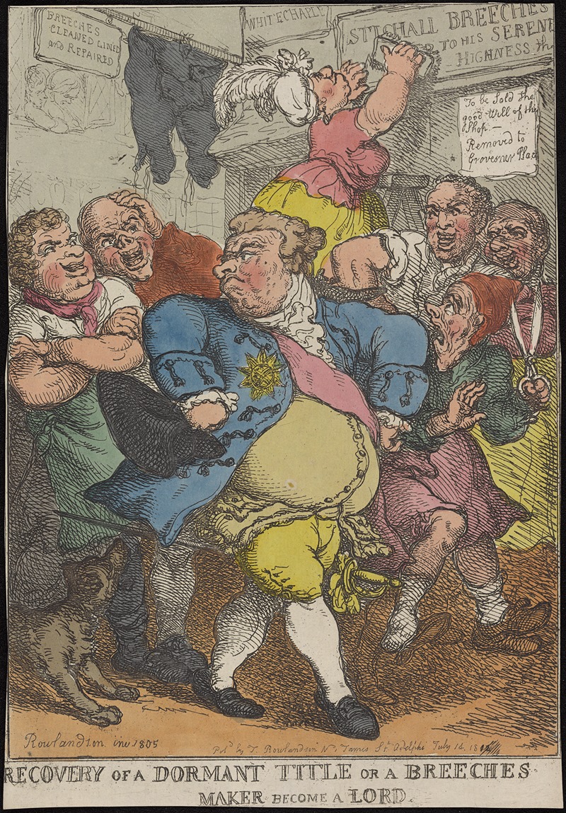 Thomas Rowlandson - Recovery of a dormant title, or A breeches maker become a lord