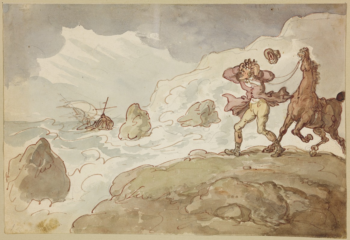 Thomas Rowlandson - Storm and shipwreck