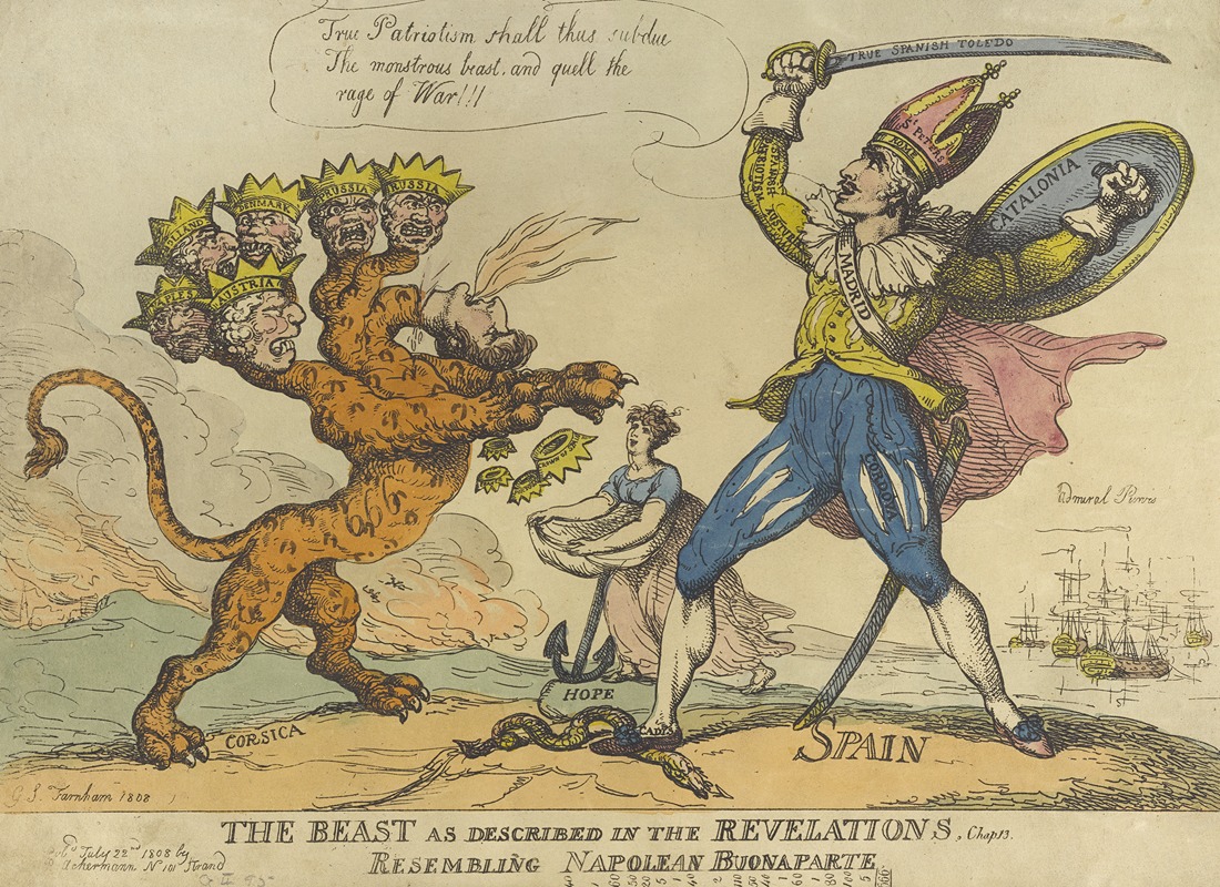 Thomas Rowlandson - The beast as described in the Revelations, chap 13. Resembling Napoleon Buonaparte