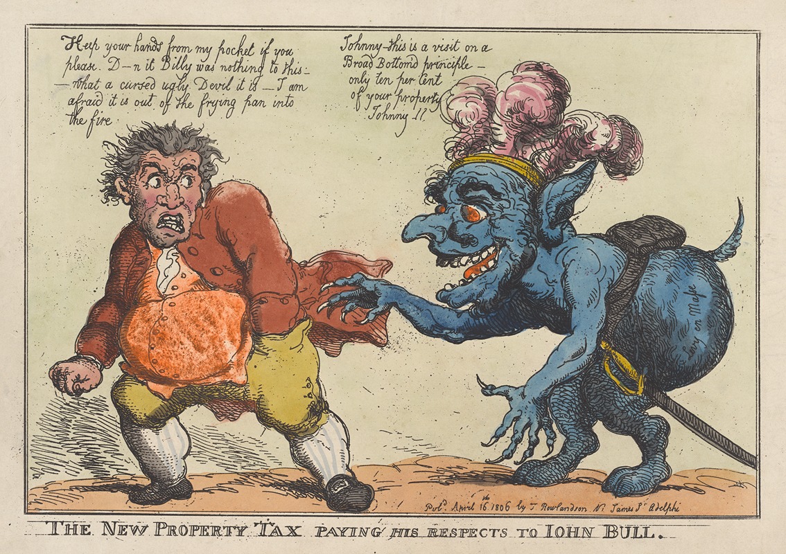 Thomas Rowlandson - The new property tax paying his respects to John Bull