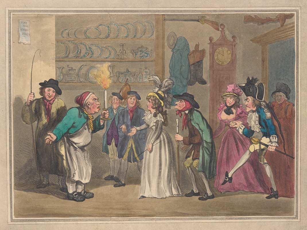 Thomas Rowlandson - The passengers from the waggon arriving at the inn