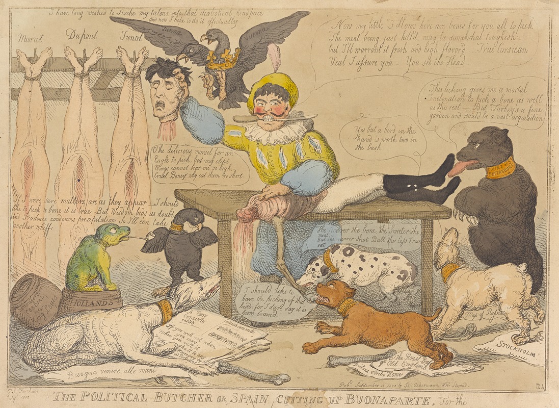 Thomas Rowlandson - The political butcher or Spain cutting up Buonaparte, for the benefit of ther neighbours