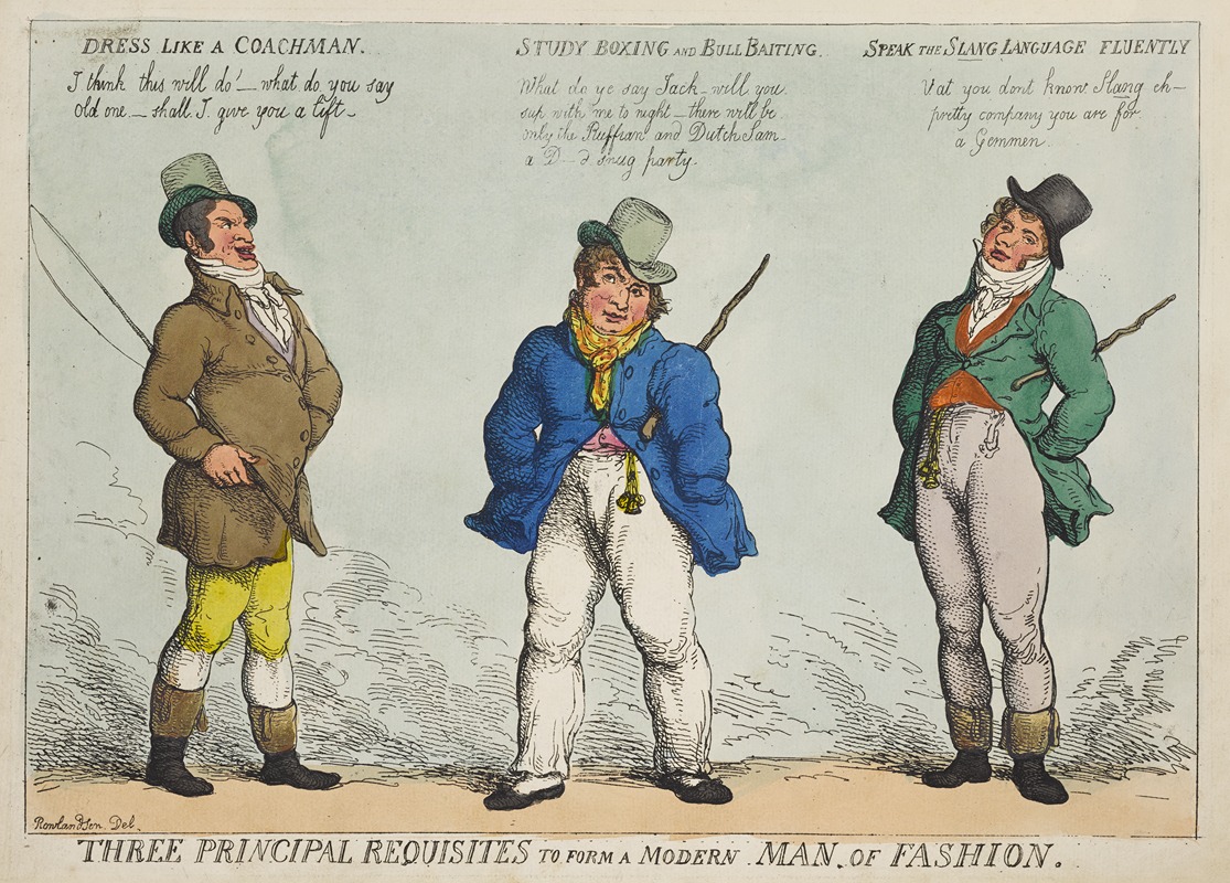 Thomas Rowlandson - Three principal requisites to form a modern man of fashion