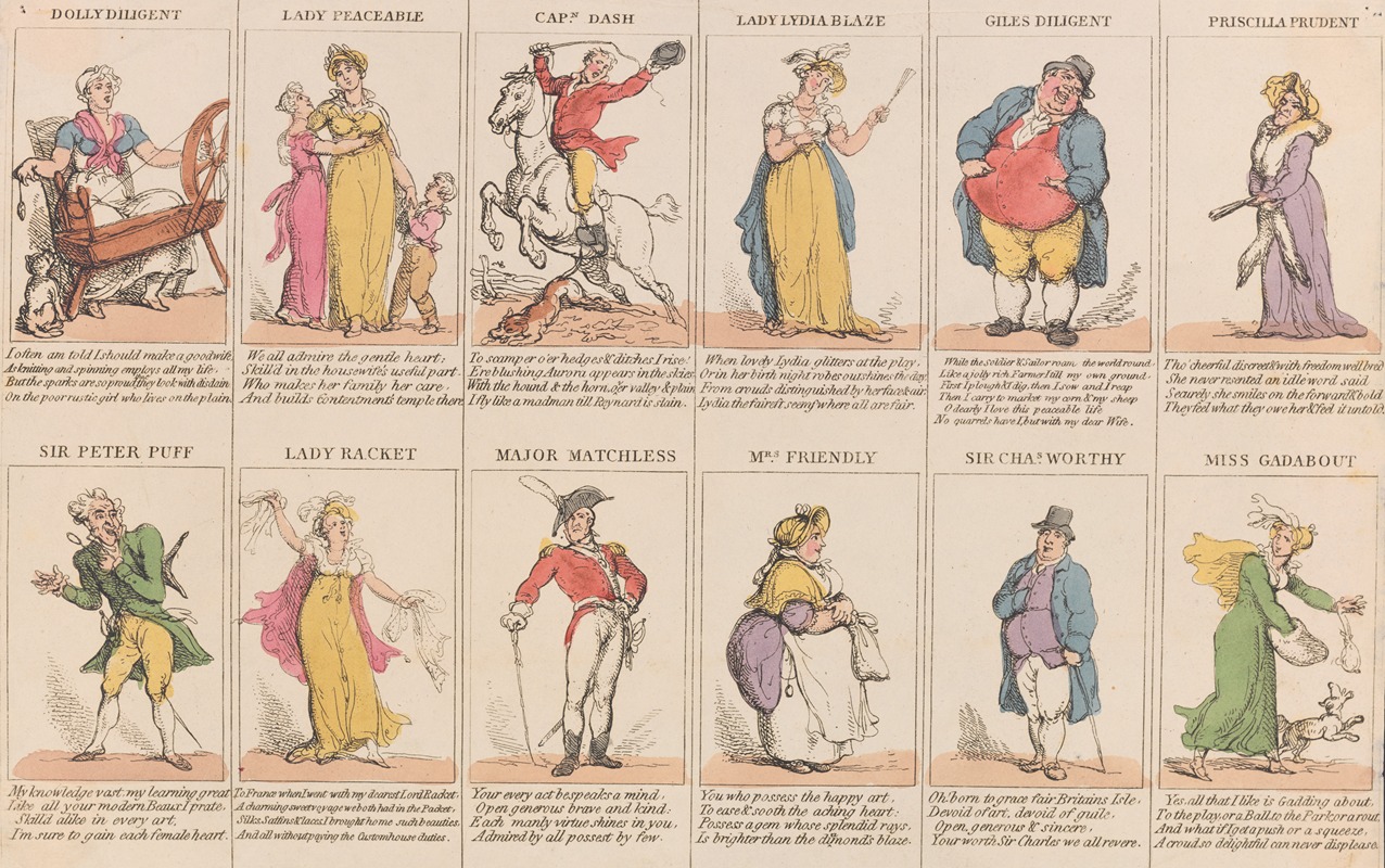 Thomas Rowlandson - Twelfth night characters, sheet 1