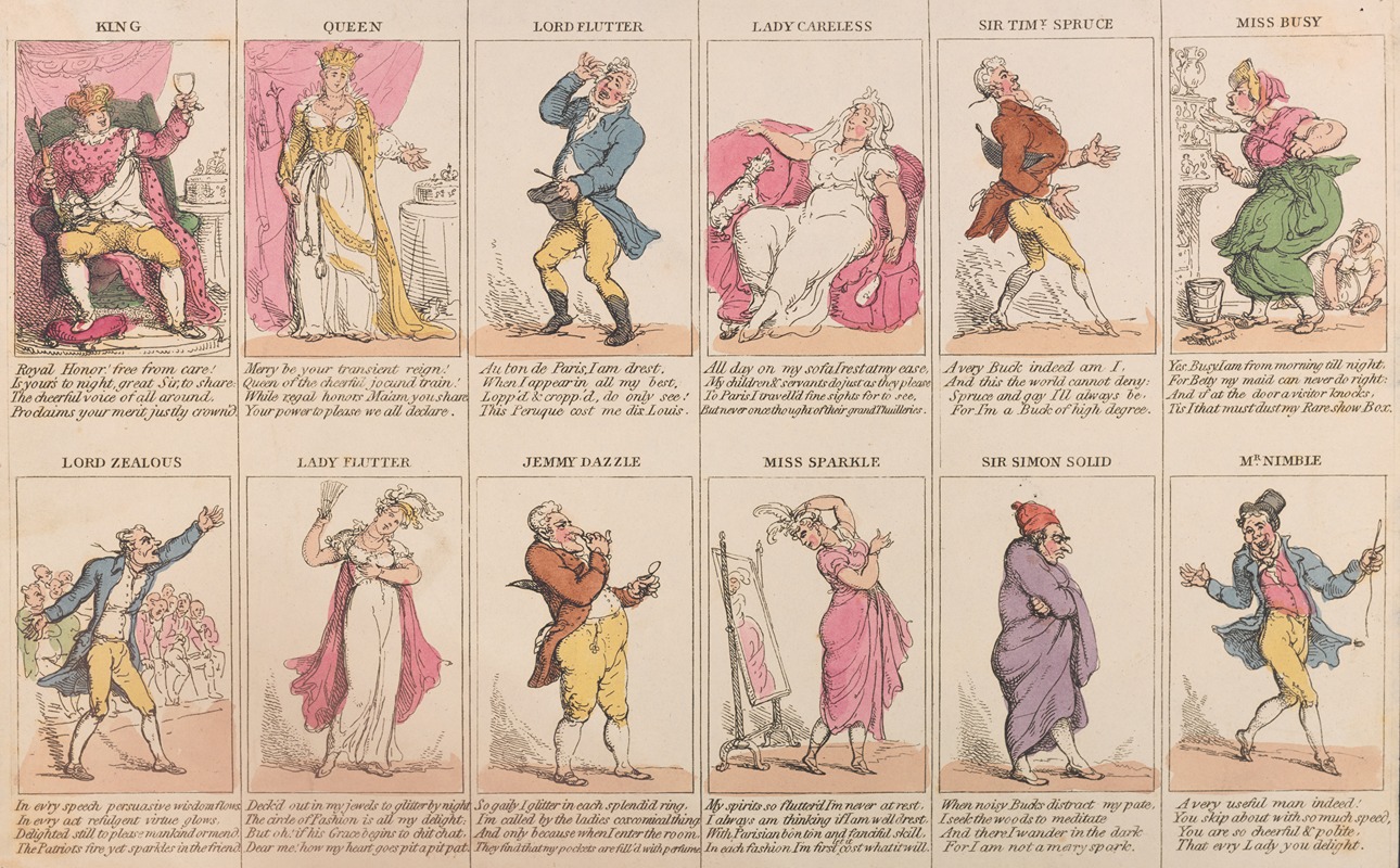 Thomas Rowlandson - Twelfth night characters, sheet 2