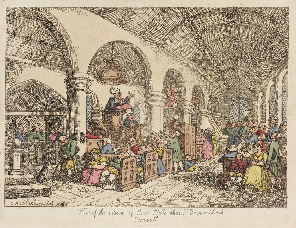 Thomas Rowlandson - View of the interior of Simon Ward alias St. Brener’s Church, Cornwall