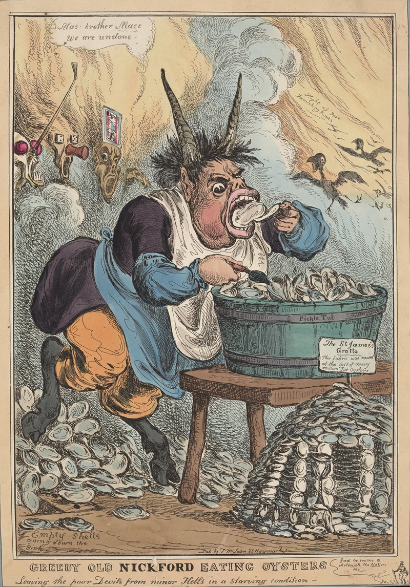 William Heath - Greedy old Nickford eating oysters, leaving the poor devils from minor hells in a starving condition.