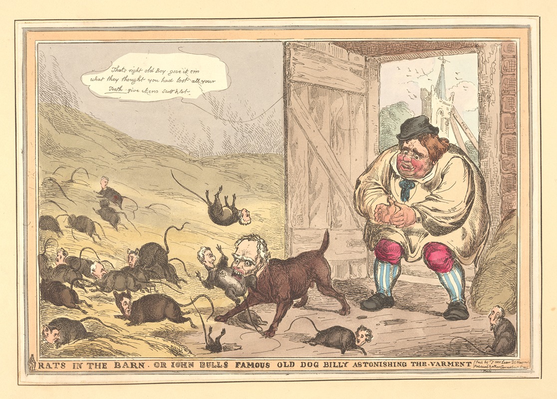 William Heath - Rats in the barn, or John Bulls famous old dog Billy astonishing the varment.