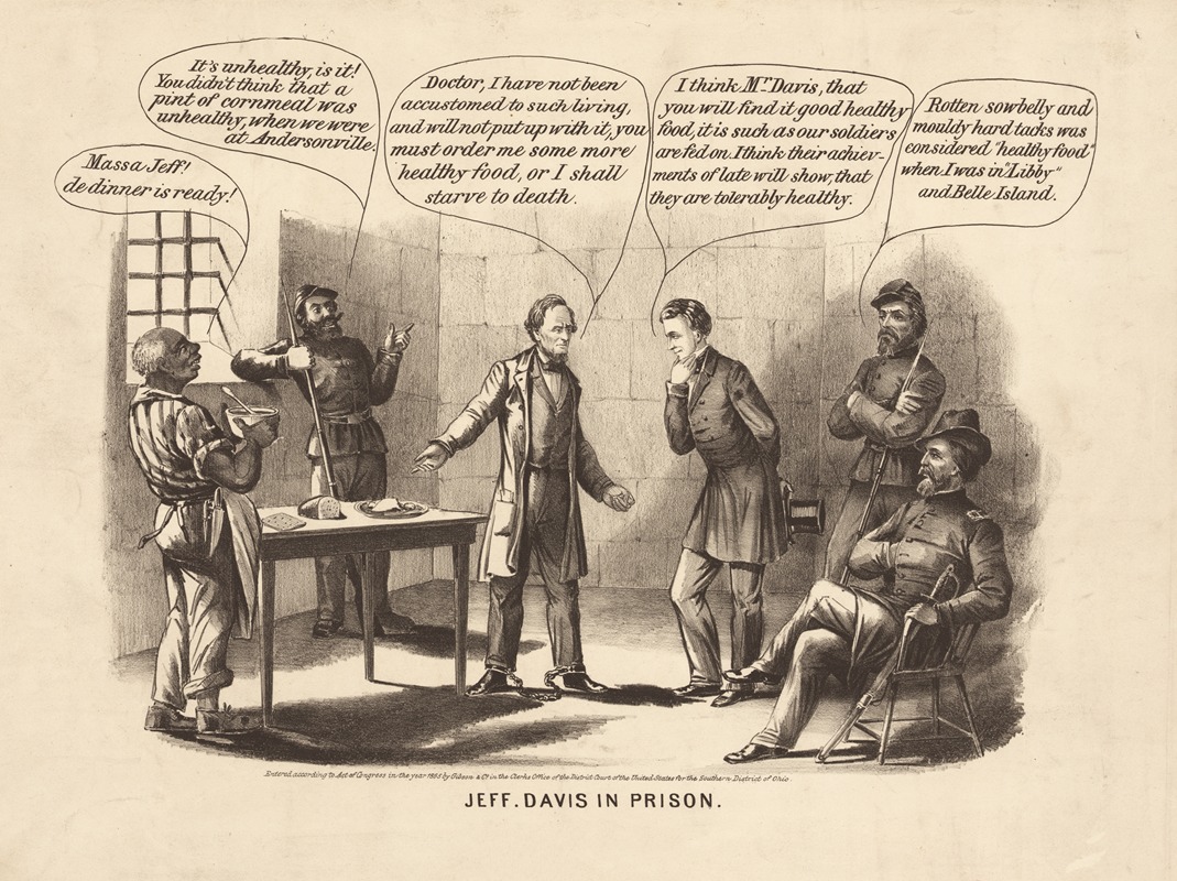 Gibson & Co. Lith - Jeff. Davis in prison