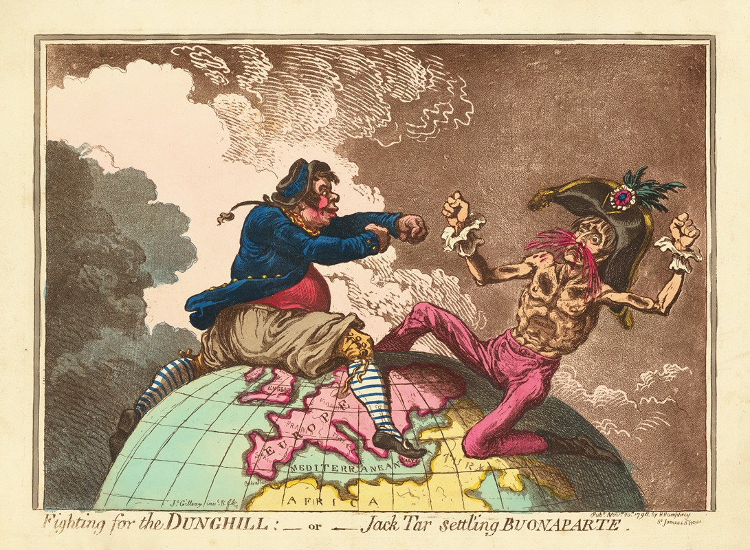 James Gillray - Fighting for the Dunghill – or – Jack Tar settling Buonaparte