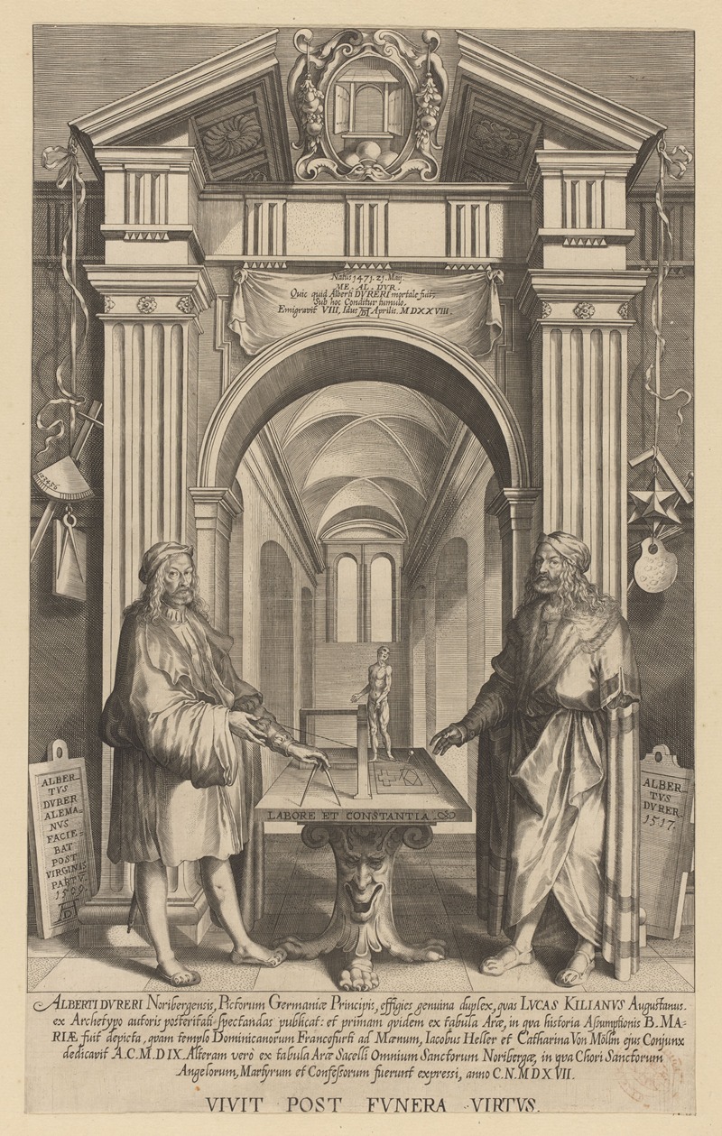 Lucas Kilian - Double portrait of Albrecht Dürer in a hall of fame