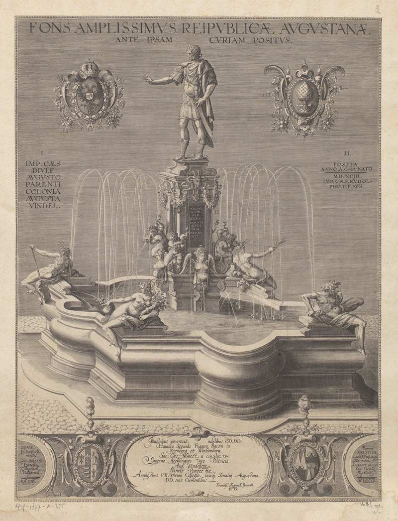 Lucas Kilian - Fountain with statue of Emperor Rudolf II of Habsburg as Caesar