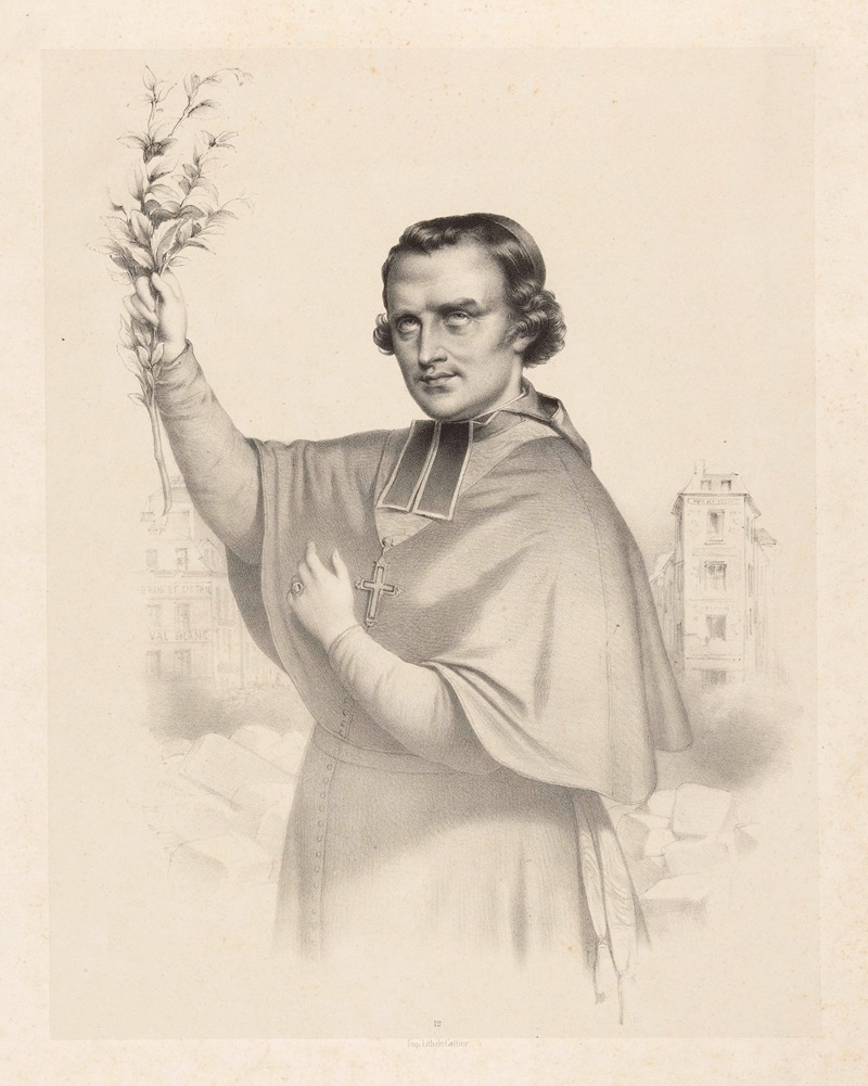 Marie-Alexandre Alophe - M.gr Denis-Auguste Affre, Archevêqe de Paris, blessé mortellement sur la barricade du Faubourg Saint Antoine le 25 Juin 1848