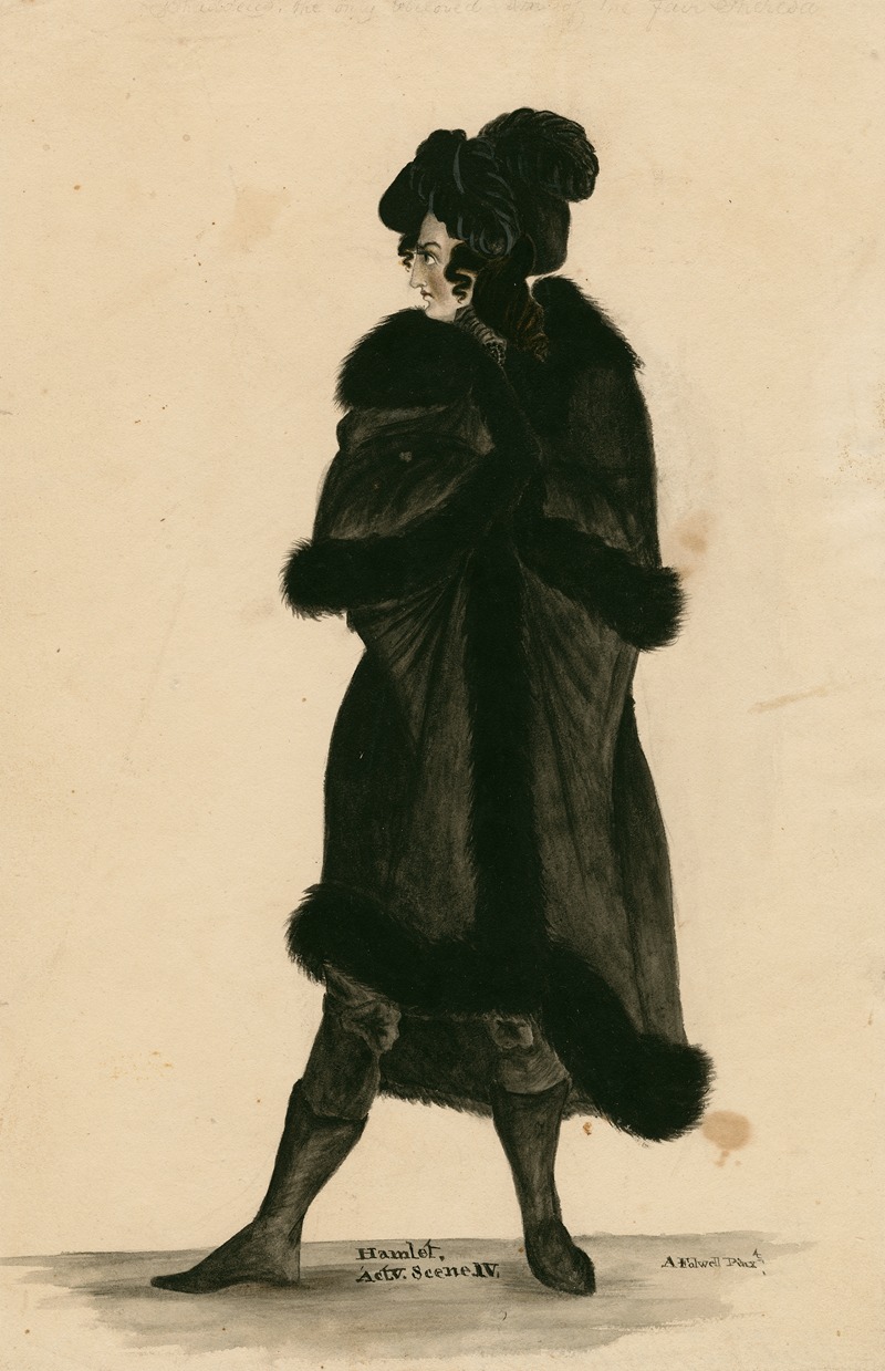 A. Folwell - Hamlet, act V, scene IV [person in black plumed hat and fur-trimmed coat]