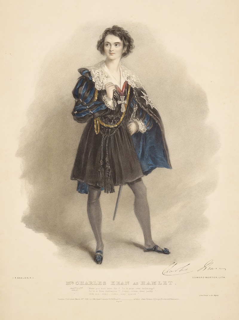 Alfred Edward Chalon - Mr. Charles Kean as Hamlet [in Shakespeare’s Hamlet]