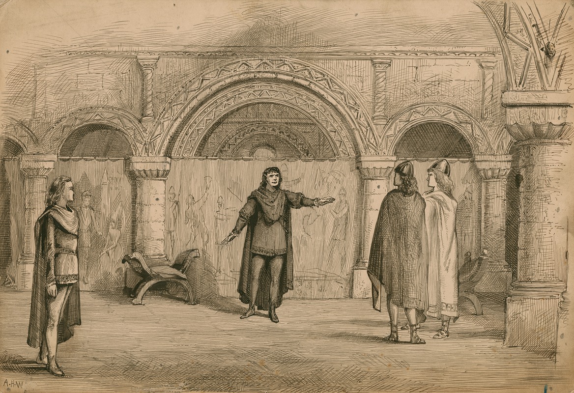 Alfred H. Wall - Scene from ‘Hamlet’ act I, sc. 2 at the Shakespeare Memorial Theatre