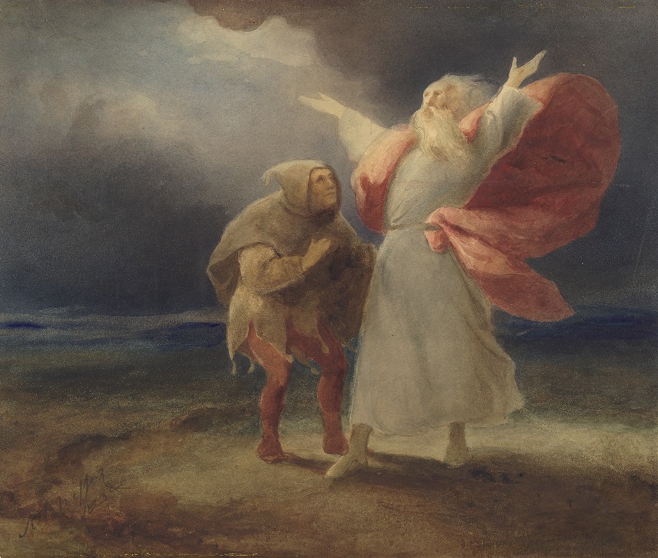 Ary Scheffer - King Lear, III, 2, Lear and the Fool