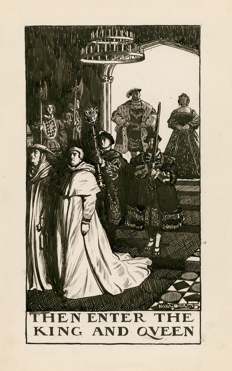 Byam Shaw - King Henry VIII; Then enter the King and Queen Act II Scene IV