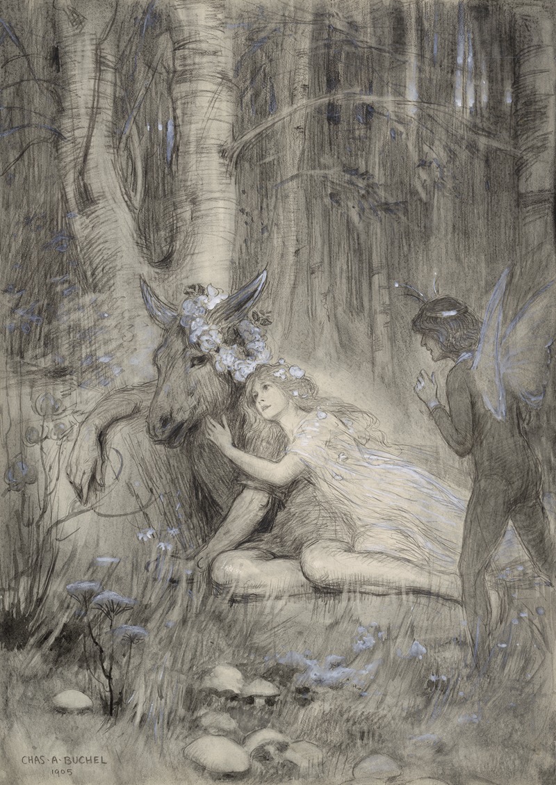 Charles A. Buchel - A midsummer night’s dream, III, 2, at the Adelphi, Puck; ‘My mistress with a monster is in love’