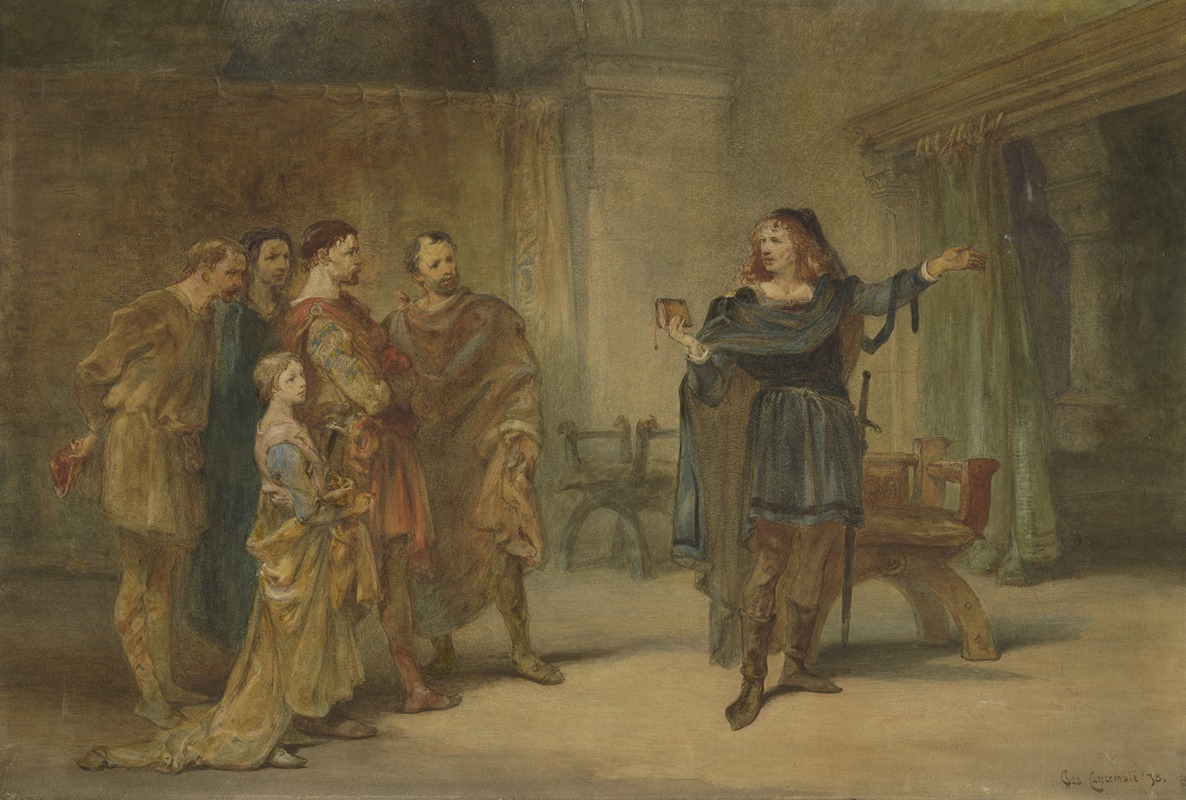 Charles Cattermole - Hamlet and the players, [Hamlet, III,2]