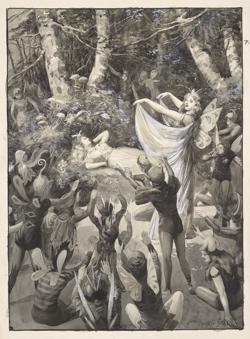 Charles Mills Sheldon - Midsummer night’s dream, II, 2 , Elizabeth Parkina (the singing fairy) singing in the wood scene