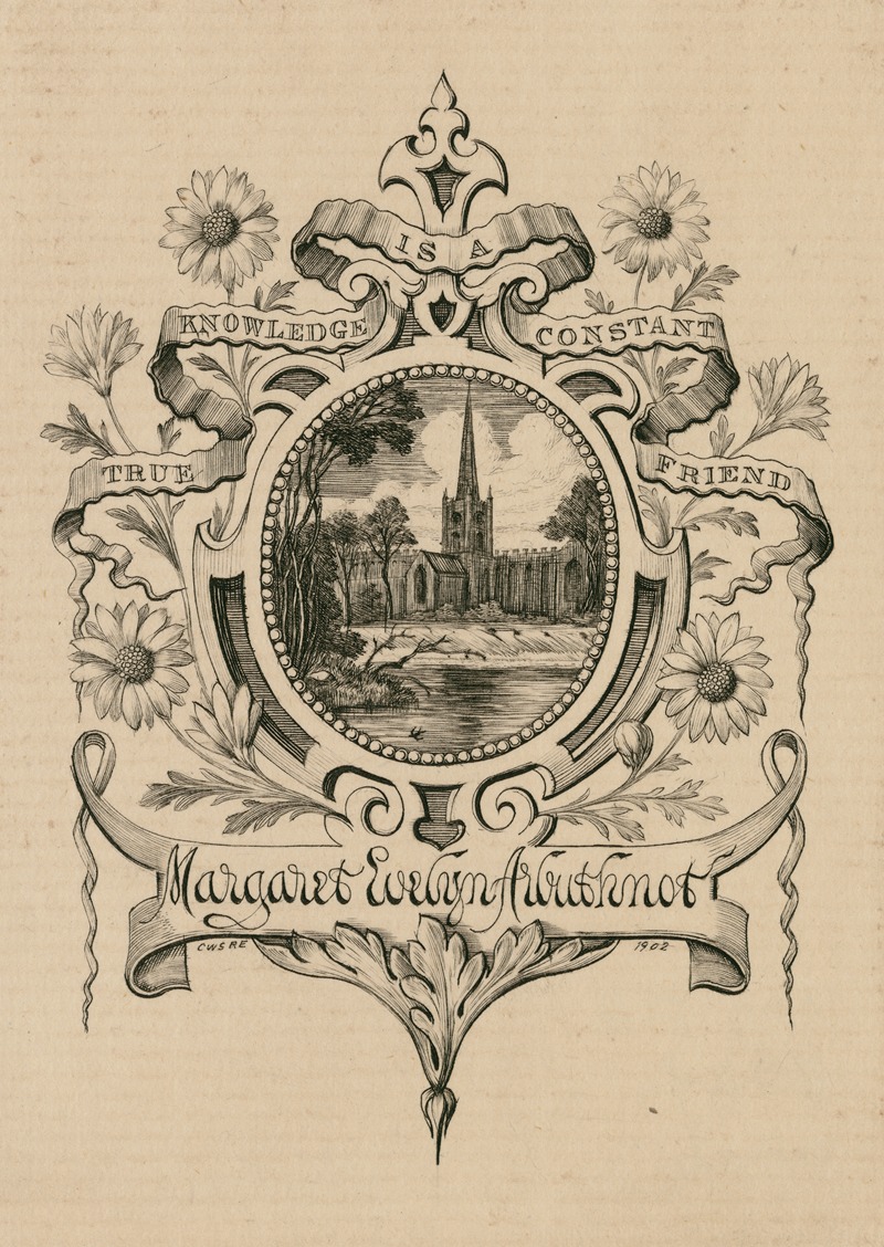 Charles William Sherborn - True knowledge is a constant friend, bookplate for Margaret Evelyn Arbuthnot